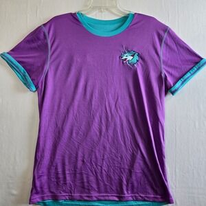 WildWorks Reversible Large Graphic T-Shirt Purple‎ Teal Wolf Embroidered